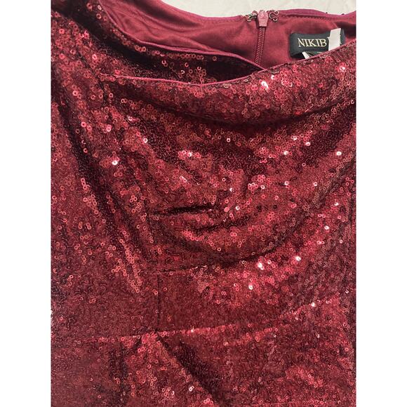 Nikibiki Sequin Tank Cocktail Party Ruffle Dress Women’s Small Ruby Wine - Picture 3 of 10